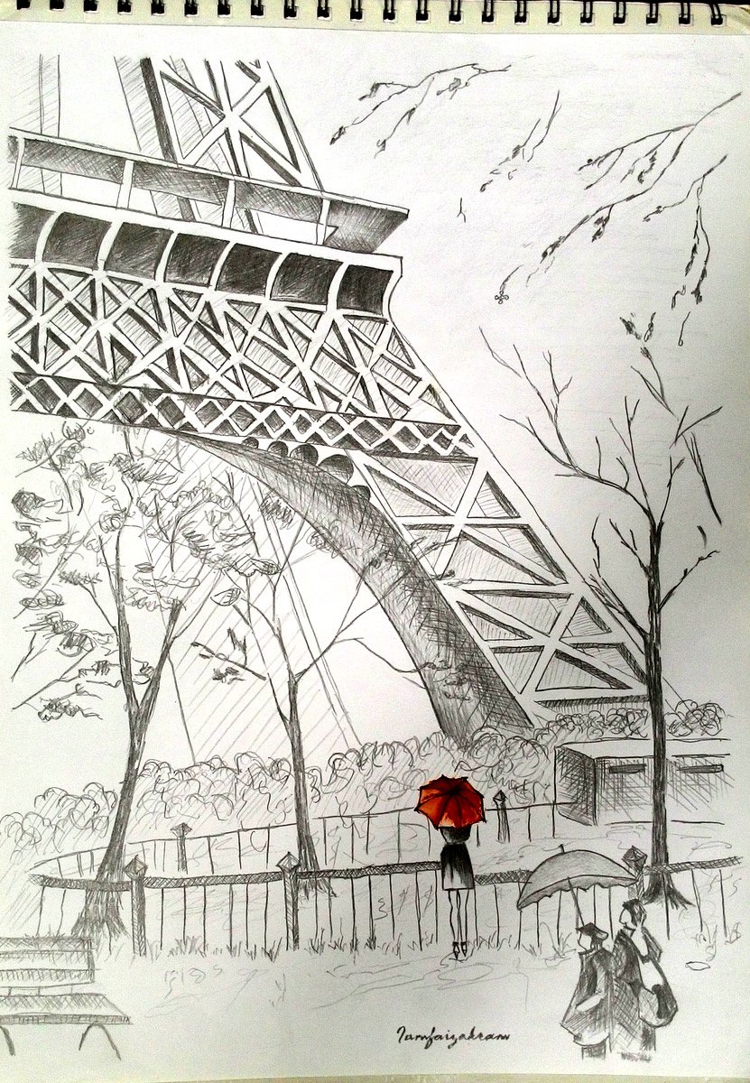 Eiffel Tower Paris Abstract Art Drawing Graphic by Topstar · Creative  Fabrica